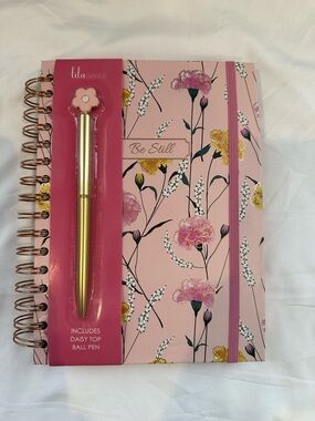 Pink Floral Spiral Notebook – “Be Still” with Gold Daisy Pen & Stickers